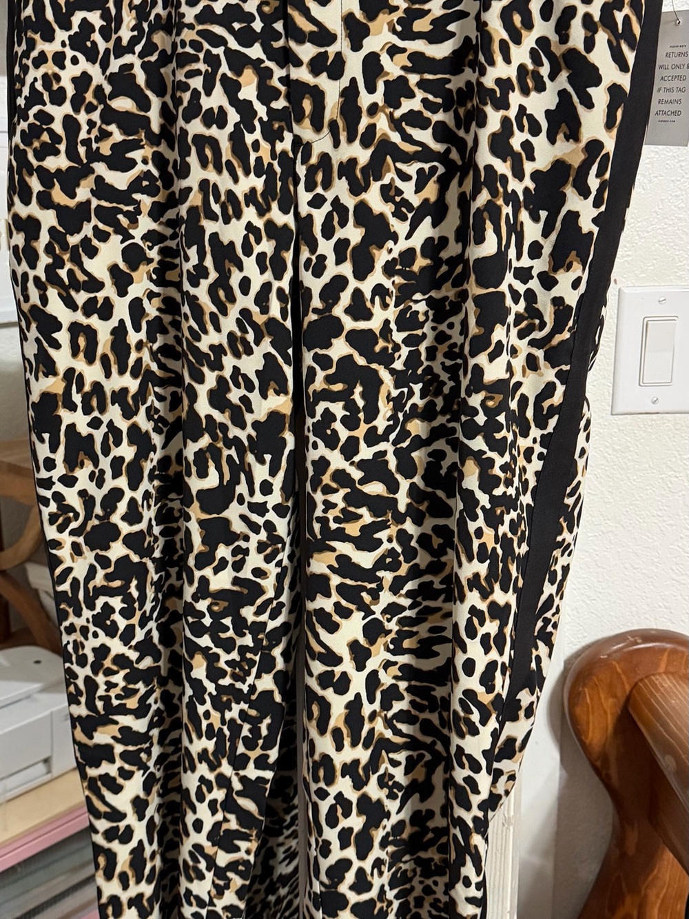 Eloquii Animal Print Straight Leg Pants in Black, Tan, Cream